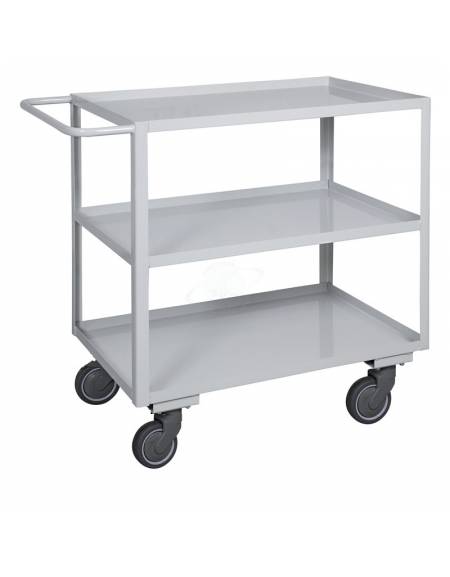 Carrello ufficio a 3 piani, lamiera 15/10 - 4 ruote girevoli gomma alta silenziosità Ø cm 12,5 - cm 50x80x89,5h