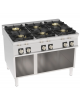 Cucina a gas 6 fuochi in acciaio Inox su vano aperto, con piano ermetico - potenza fuochi 4x10kw + 2x11Kw - cm 120x90x90h