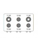 Cucina a gas 6 fuochi in acciaio Inox su vano aperto, con piano ermetico - potenza fuochi 4x10kw + 2x11Kw - cm 120x90x90h