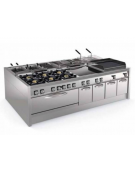 Cucina a gas ermetica 4 fuochi, 2x10kw + 2x1