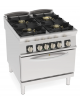 Cucina a gas ermetica 4 fuochi, 1x6kw+2x10kw+1x11kw - su forno elettrico statico GN 2/1, camera cm 57,5x65x30h - cm 80x90x90h
