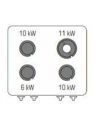 Cucina a gas ermetica 4 fuochi, 1x6kw+2x10kw+1x11kkw - su forno elettrico statico GN 2/1, camera cm 57,5x65x30 - cm 80x90x90h
