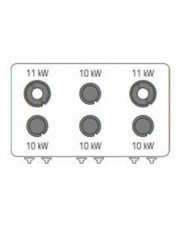 Cucina a gas ermetica 6 fuochi, potenza 4x10kw + 2X11Kw - su forno a gas statico full size - cm 120x90x90h