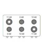 Cucina a gas ermetica 6 fuochi, 2x6kw + 2x10kw + 2x11kw, su forno a gas statico full size e Grill elettrico - cm 120x90x90h