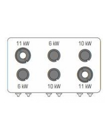 Cucina a gas ermetica 6 fuochi, pot. 2x6kw + 2x10kw + 2x11kw, su forno a gas statico full size e Grill elettrico - cm 120x90x90h