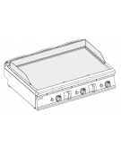 Fry-Top a gas da banco, 3 zone cottura, piastra liscia cm 113x69, potenza gas Kw 24 - cm 120x90x28h