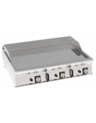 Fry-Top a gas da banco, 3 zone cottura, piastra liscia cromata cm 113x69, potenza gas Kw 24 - cm 120x90x28h