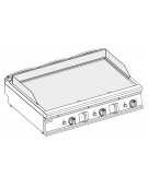 Fry-Top a gas da banco, 3 zone cottura, piastra liscia cromata spazzolata cm 113x69, potenza gas Kw 24 - cm 120x90x28h