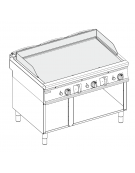 Fry-Top a gas su vano aperto, 3 zone cottura, piastra liscia cm 113x69, potenza gas Kw 24 - cm 120x90x90h