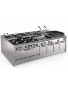 Fry-Top a gas su vano aperto, 3 zone cottura, piastra liscia cm 113x69, potenza gas Kw 24 - cm 120x90x90h