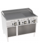 Fry-Top a gas su vano aperto, 2/3 liscio + 1/3 rigato cromato spazzolato, piano cottura cm 113x69 - gas Kw 24 - cm 120x90x90h