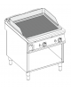 Fry-Top a gas su vano aperto, 2 zone cottura, piastra rigata cm 74,9x69,8, potenza gas Kw 16 - cm 80x90x90h