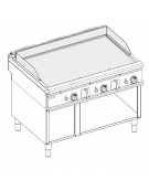 Fry-Top a gas su vano aperto, 3 zone cottura, piastra liscia cromata spazzolata cm 113x69, potenza gas Kw 24 - cm 120x90x90h