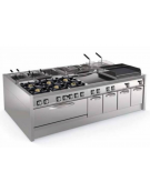 Fry-Top elettrico da banco - 3 zone cottura - piastra liscia cm 113x69 - trifase Kw 18 - cm 120x90x28h