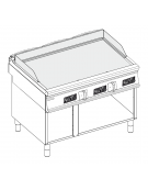 Fry top elettrico su vano aperto, 3 zone cottura, piastra liscia - con controllo elettronico - trifase 18kw - cm 120x90x90h