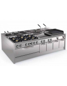 Fry top elettrico su vano aperto, 3 zone cottura, piastra liscia - con controllo elettronico - trifase 18kw - cm 120x90x90h