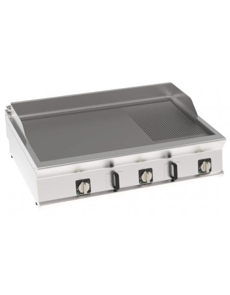 Fry-Top elettrico da banco - piastra 1/3 rigata + 2/3 liscia, zona cottura cm 113x69 - trifase Kw 18 - cm 120x90x28h