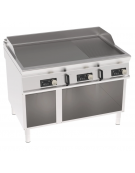 Fry top elettrico su vano aperto, piastra 2/3 liscia + 1/3 rigata - con controllo elettronico - trifase 18kw - cm 120x90x90h