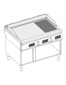 Fry top elettrico su vano aperto, piastra 2/3 liscia + 1/3 rigata - con controllo elettronico - trifase 18kw - cm 120x90x90h