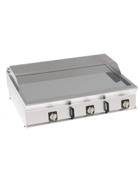 Fry-Top elettrico da banco - 3 zone cottura - piastra liscia cromata cm 113x69 - trifase Kw 18 - cm 120x90x28h