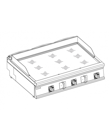 Fry-Top elettrico da banco - 3 zone cottura - piastra liscia cromata cm 113x69 - trifase Kw 18 - cm 120x90x28h