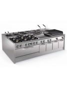 Fry-Top elettrico da banco - 3 zone cottura - piastra liscia cromata cm 113x69 - trifase Kw 18 - cm 120x90x28h