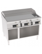 Fry top elettrico su vano aperto, 3 zone cottura, piastra liscia cromata, controllo elettronico - trifase 18kw - cm 120x90x90h