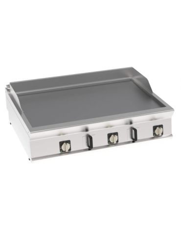 Fry-Top elettrico da banco - 3 zone cottura - piastra liscia cromata spazzolata cm 113x69 - trifase Kw 18 - cm 120x90x28h