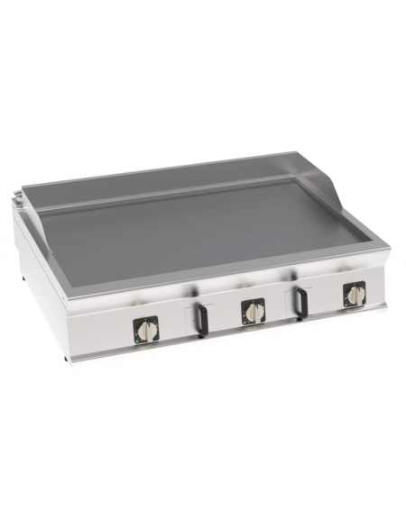 Fry-Top elettrico da banco - 3 zone cottura - piastra liscia cromata spazzolata cm 113x69 - trifase Kw 18 - cm 120x90x28h