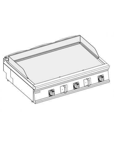 Fry-Top elettrico da banco - 3 zone cottura - piastra liscia cromata spazzolata cm 113x69 - trifase Kw 18 - cm 120x90x28h