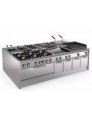 Fry-Top elettrico da banco - 3 zone cottura - piastra liscia cromata spazzolata cm 113x69 - trifase Kw 18 - cm 120x90x28h