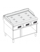 Fry top elettrico su vano aperto, piastra liscia cromata spazzolata - con controllo elettronico - trifase 18kw - cm 120x90x90h