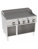 Fry-Top elettrico su vano aperto, 3 zone cottura, piastra liscia cm 113x69, trifase Kw 18 - cm 120x90x90h