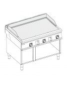 Fry-Top elettrico su vano aperto, 3 zone cottura, piastra liscia cm 113x69, trifase Kw 18 - cm 120x90x90h