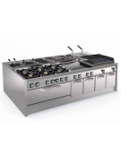 Fry-Top elettrico su vano aperto, 3 zone cottura, piastra liscia cm 113x69, trifase Kw 18 - cm 120x90x90h