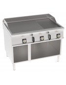 Fry-Top elettrico su vano aperto - piastra 1/3 rigata + 2/3 liscia, zona cottura cm 113x69 - trifase Kw 18 - cm 120x90x90h