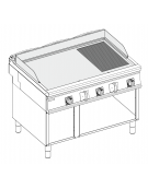 Fry-Top elettrico su vano aperto - piastra 1/3 rigata + 2/3 liscia, zona cottura cm 113x69 - trifase Kw 18 - cm 120x90x90h