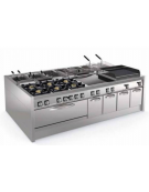 Fry-Top elettrico su vano aperto - piastra liscia cromata, zona cottura cm 113x69 - trifase Kw 18 - cm 120x90x90h