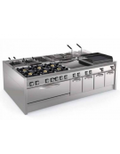 Fry-Top elettrico su vano aperto - piastra liscia cromata spazzolata, zona cottura cm 113x69 - trifase Kw 18 - cm 120x90x90h