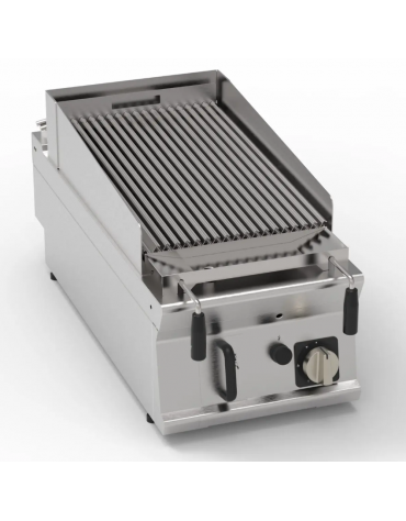 Griglia gas a pietra lavica da banco - 1 griglia inox, superficie cottura cm 62×36- potenza gas totale Kw 10 - cm 40x90x28h