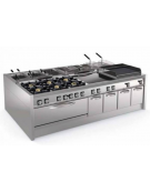 Griglia gas a pietra lavica da banco - 1 griglia inox, superficie cottura cm 62×36- potenza gas totale Kw 10 - cm 40x90x28h