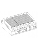 Griglia gas a pietra lavica da banco - 3 griglie inox cm 62x36 cad. - potenza gas totale Kw 30 - cm 120x90x28h