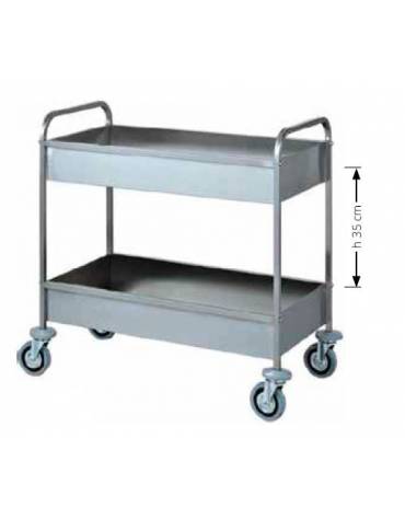 Carrello di servizio in acciaio inox da sbarazzo 2 piani insonorizzati cm 101x57x97h