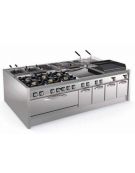 Griglia gas a pietra lavica su vano aperto - 1 griglia inox dim. cm 62x36 - potenza gas totale Kw 10 - cm 40x90x90h