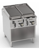 Griglia gas a pietra lavica su vano aperto - 2 griglie inox cm 62x36 cad. - potenza gas totale Kw 20 - cm 80x90x90h