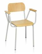 Poltroncina per insegnanti con struttura in tubolare diametro mm 22 - Seduta e spalliera in legno di faggio