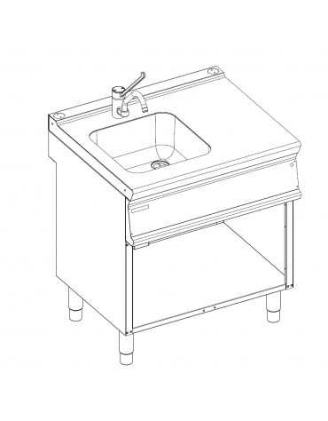 Lavello in acciaio inox su vano aperto - compreso di rubinetto - cm 80x90x90h