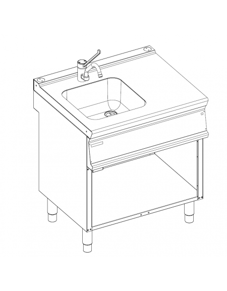 Lavello in acciaio inox su vano aperto - compreso di rubinetto - cm 80x90x90h
