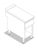 Piano di lavoro neutro in acciaio inox AISI 304 su vano aperto - senza cassetto - cm 20x90x90h