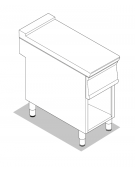 Piano di lavoro neutro in acciaio inox AISI 304 su vano aperto - senza cassetto - cm 30x90x90h